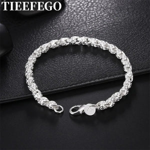 925 Silver Geometric Hollow Chain Bracelet Wedding Gift