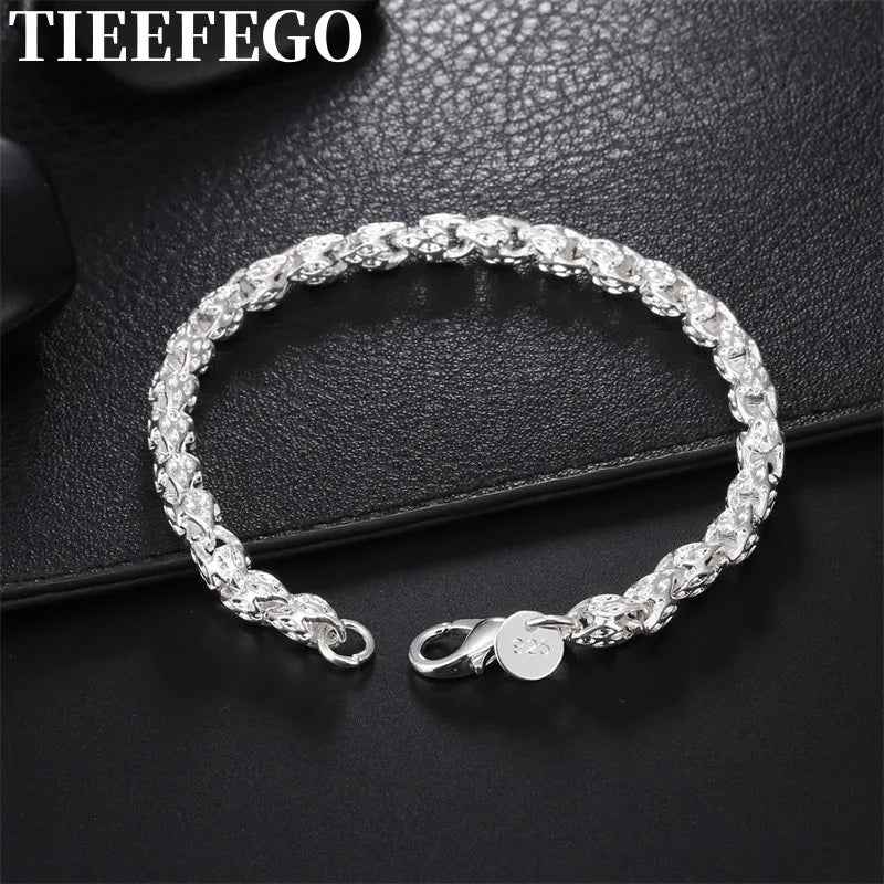 925 Silver Geometric Hollow Chain Bracelet Wedding Gift