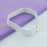 925 Silver Heart Buckle Bracelet Women's Chain Charm Jewelry