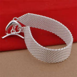 925 Silver Heart Buckle Bracelet Women's Chain Charm Jewelry