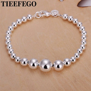 925 Silver Bracelet Chain Beads Women Lady Wedding Party