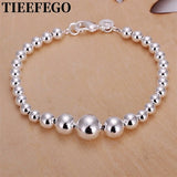 925 Silver Bracelet Chain Beads Women Lady Wedding Party