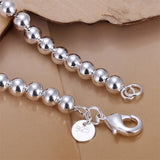 925 Silver Bracelet Chain Beads Women Lady Wedding Party