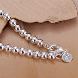 925 Silver Bracelet Chain Beads Women Lady Wedding Party