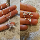 Sterling Silver Butterfly Pendant Necklace with 18" Snake Chain