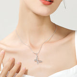 Sterling Silver Butterfly Pendant Necklace with 18" Snake Chain