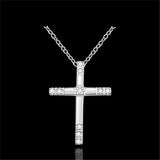 925 Silver Chain Necklace Zircon Crystal Wedding Cross Jewelry