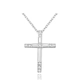 925 Silver Chain Necklace Zircon Crystal Wedding Cross Jewelry