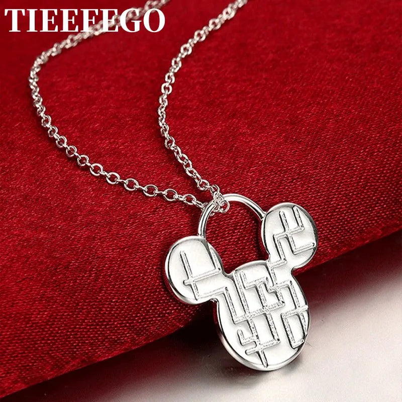 925 Silver Mickey Pendant Necklace for Women, Gift Jewelry
