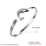 925 Silver Dolphin Bangle Bracelet Wedding Engagement Party Jewelry