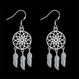 925 Silver Dream Catcher Feather Earrings Women's Wedding Jewelry Gift