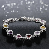925 Sterling Silver Heart Bracelet Crystal Zircon Charm Wedding Gift
