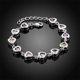 925 Sterling Silver Heart Bracelet Crystal Zircon Charm Wedding Gift