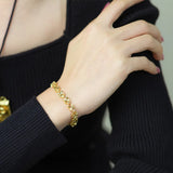 925 Silver Lucky 24K 6mm Four-Leaf Clover Bracelet for Women