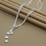 925 Silver 5 Snake Chain Hearts Necklace Wedding Engagement