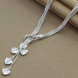 925 Silver 5 Snake Chain Hearts Necklace Wedding Engagement