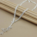 925 Silver Five Star Pendant Necklace with 18" Snake Chain