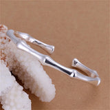 925 Silver Christmas Gift Bamboo Open European Style Bracelet