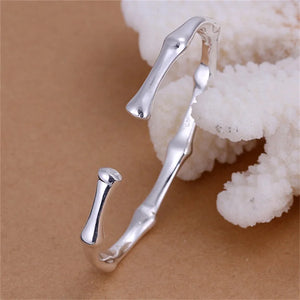 925 Silver Christmas Gift Bamboo Open European Style Bracelet