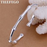 925 Silver Christmas Gift Bamboo Open European Style Bracelet