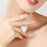 925 Silver Heart Photo Frame Pendant Necklace Charm Jewelry