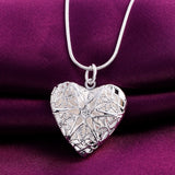 925 Silver Heart Photo Frame Pendant Necklace Charm Jewelry