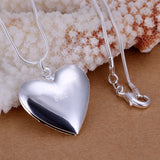 925 Silver Heart Photo Frame Pendant Necklace Charm Jewelry