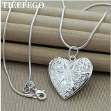 925 Silver Heart Photo Frame Pendant Necklace Charm Jewelry