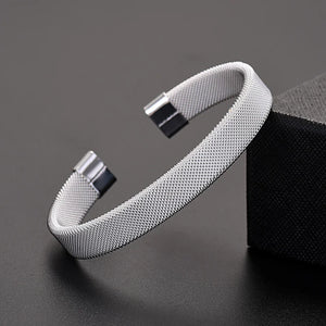 925 Silver Mesh Bangle Cuff Bracelet Jewelry