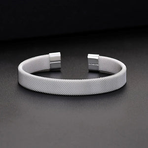 925 Silver Mesh Bangle Cuff Bracelet Jewelry