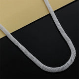 925 Silver Korea Mesh Chain Necklace Ladies Wedding Jewelry Gift