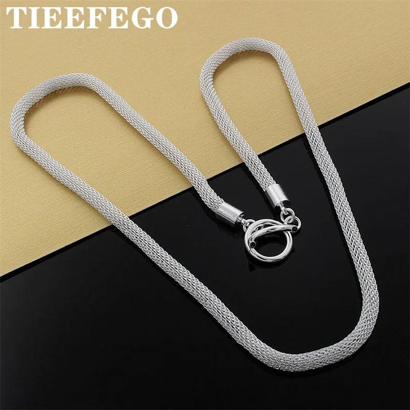 925 Silver Korea Mesh Chain Necklace Ladies Wedding Jewelry Gift