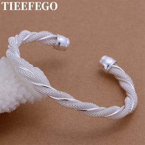925 Silver Wedding Gift Women's Twisted Wire Mesh Bracelet