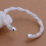 925 Silver Wedding Gift Women's Twisted Wire Mesh Bracelet