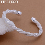 925 Silver Wedding Gift Women's Twisted Wire Mesh Bracelet