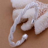 925 Silver Wedding Gift Women's Twisted Wire Mesh Bracelet