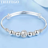 925 Silver Lucky Bead Women's Bracelet Jewelry Gift