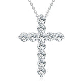 925 Silver Zircon Cross Pendant Necklace Lady Goddess Gift Charm Jewelry