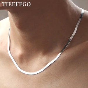 925 Silver Necklace 4mm Snake Chain Couple Blade Chain Jewelry