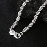 925 Silver Rope Chain Necklace 2MM 16-30INCHES Wedding Jewelry