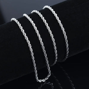 925 Silver Rope Chain Necklace 2MM 16-30INCHES Wedding Jewelry
