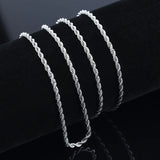 925 Silver Rope Chain Necklace 2MM 16-30INCHES Wedding Jewelry