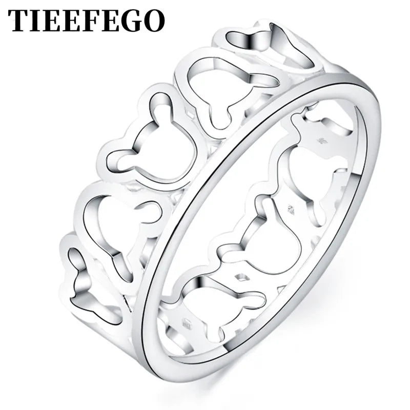 925 Silver Mickey Ring Women Wedding Engagement Party Gift Charm Jewelry