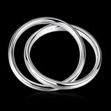 925 Sterling Silver Double Big Ring Bangle Bracelet