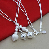925 Silver Snake Chain Beads Pendant Necklace For Women