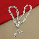 925 Silver Snake Chain Star Necklace Wedding Jewelry Pentagram