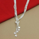 925 Silver Snake Chain Star Necklace Wedding Jewelry Pentagram
