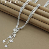 925 Silver Snake Chain Star Necklace Wedding Jewelry Pentagram