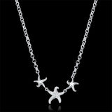 925 Silver Starfish 18-Inch Necklace Women's Fashion Wedding Jewelry