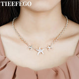 925 Silver Starfish 18-Inch Necklace Women's Fashion Wedding Jewelry